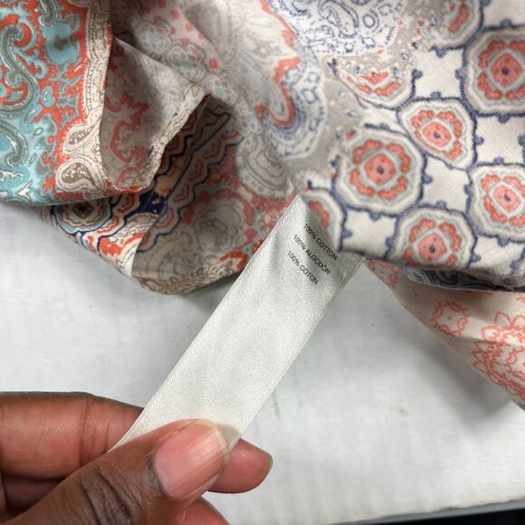 Chico’s Boho Patchwork Print Non-Iron Shirt 2 L Long Sleeve Work Button Down Top - Picture 8 of 10